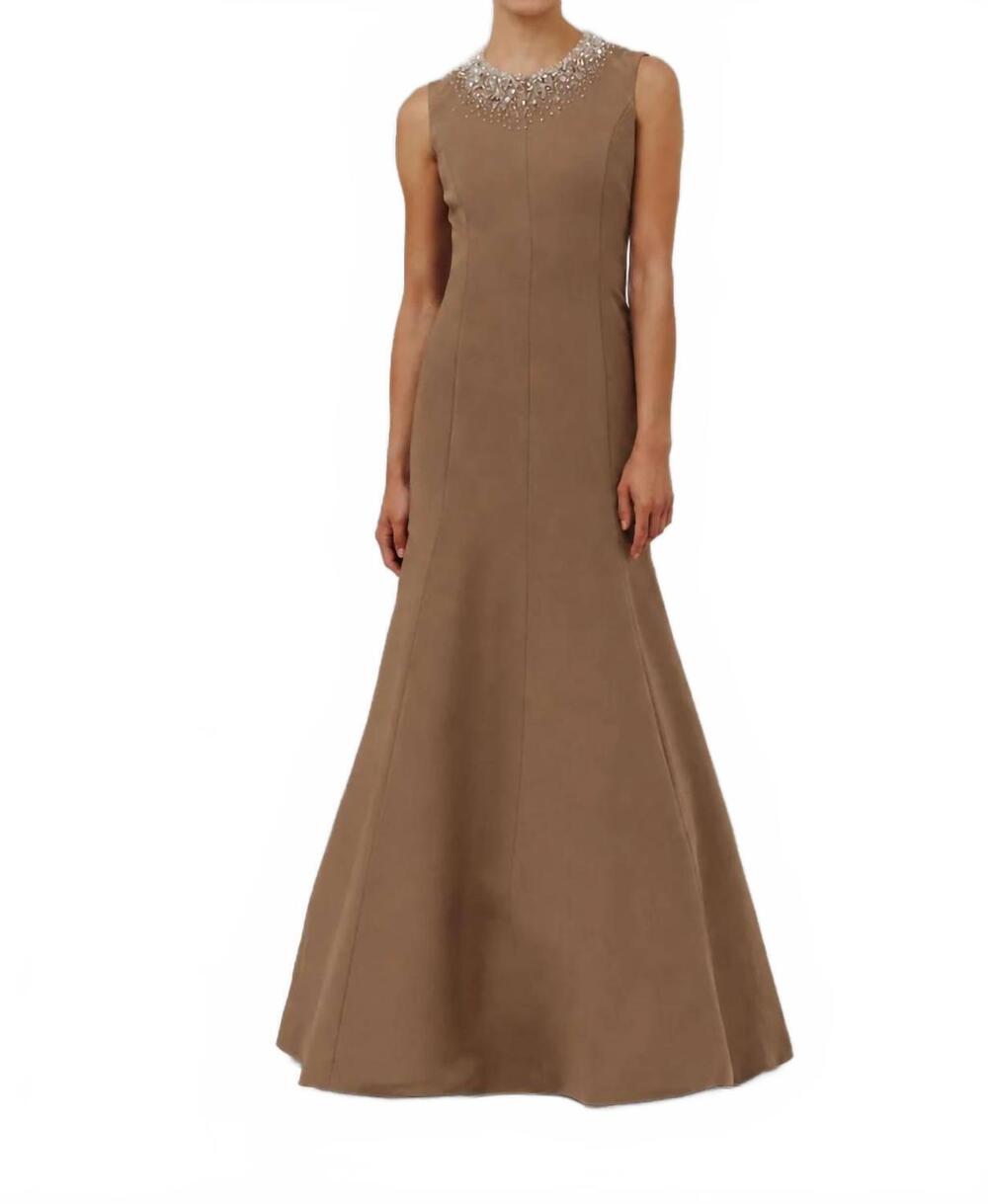 NEW CATHERINE REGEHR serena embellished gown in cafe - Picture 1 of 2